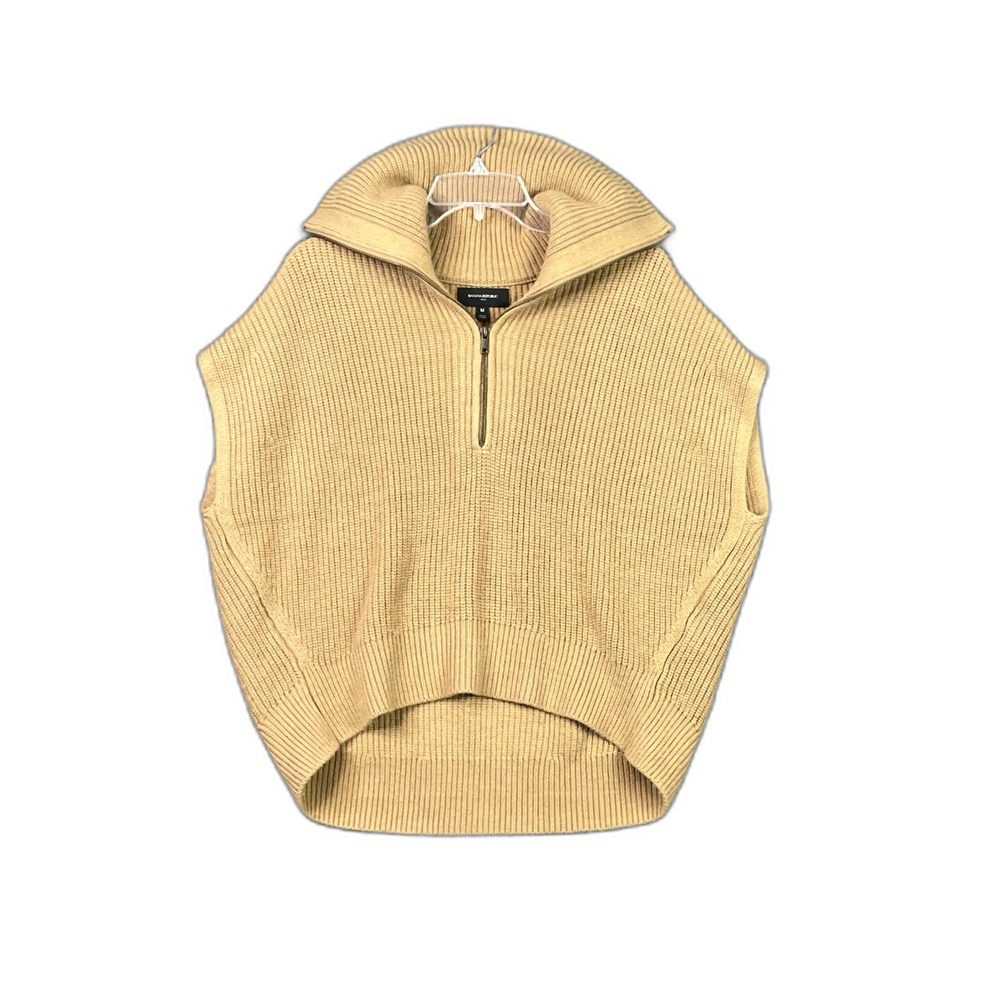 Banana‎ Republic Quarter Zip Sweater Vest Womens Medium Ribbed Knit Streetwear